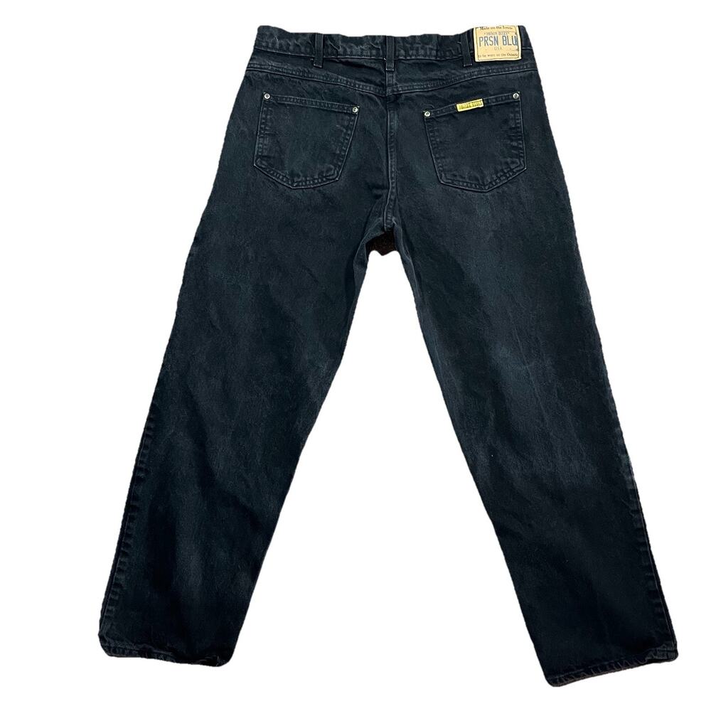 Prison Blues Jeans 38x32 Black USA Made Workwear Straight Denim Fade